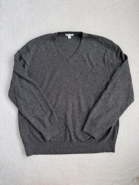 Belford 100% Cashmere V Neck Sweater Gray Size Large
